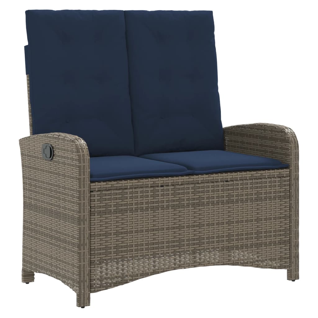 Tuinbankje verstelbaar met kussens poly rattan grijs is nu te koop bij PeponiXL, paradijselijk wonen!