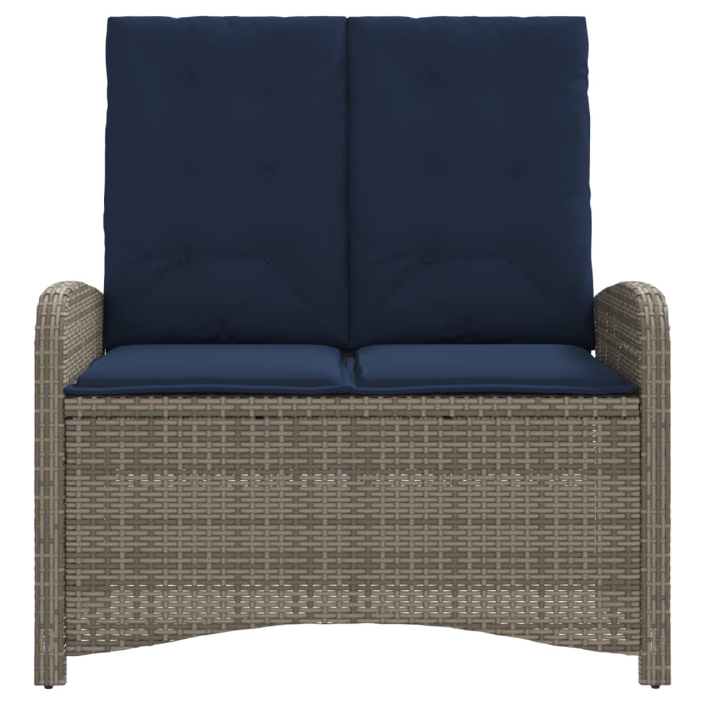 Tuinbankje verstelbaar met kussens poly rattan grijs is nu te koop bij PeponiXL, paradijselijk wonen!