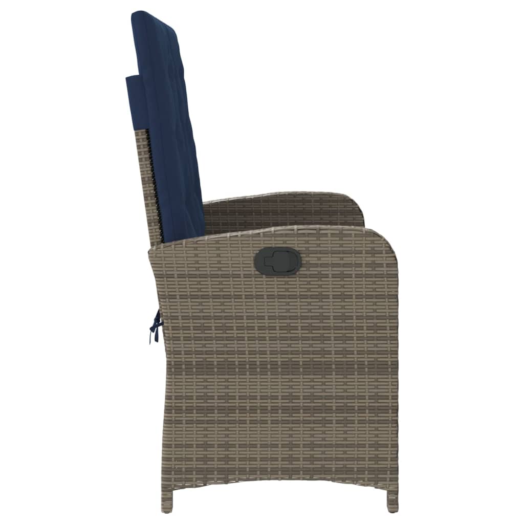 Tuinbankje verstelbaar met kussens poly rattan grijs is nu te koop bij PeponiXL, paradijselijk wonen!