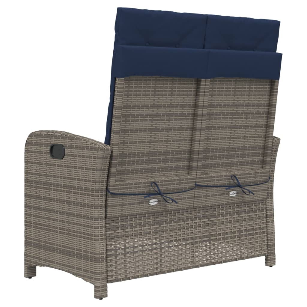 Tuinbankje verstelbaar met kussens poly rattan grijs is nu te koop bij PeponiXL, paradijselijk wonen!
