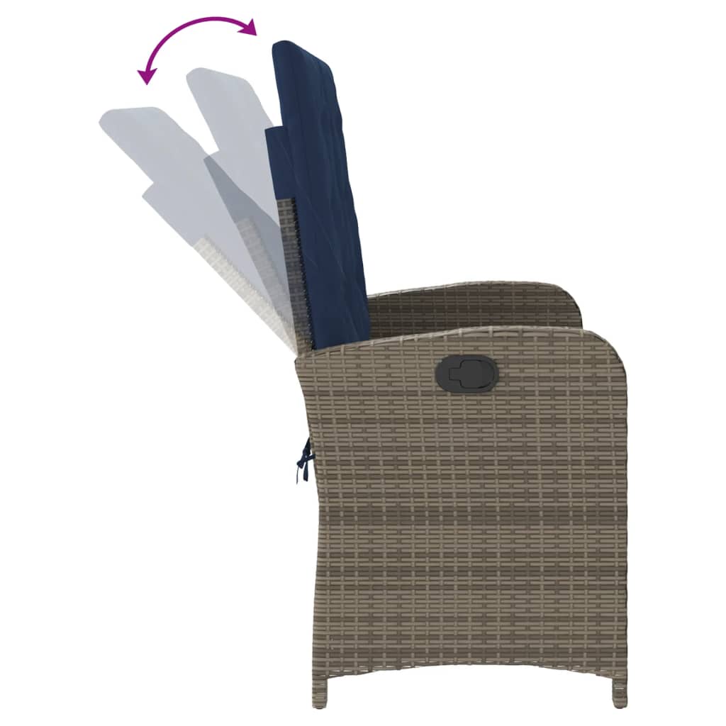 Tuinbankje verstelbaar met kussens poly rattan grijs is nu te koop bij PeponiXL, paradijselijk wonen!