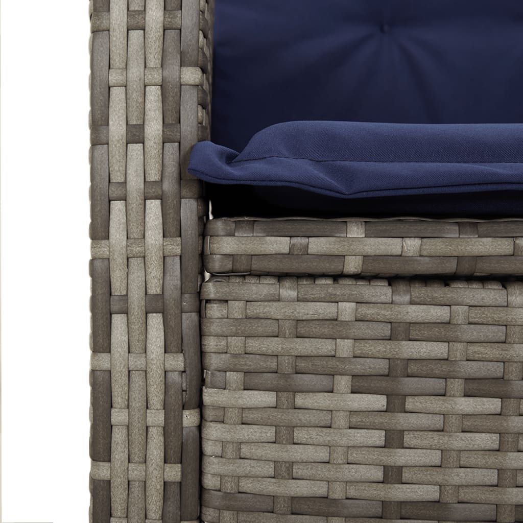Tuinbankje verstelbaar met kussens poly rattan grijs is nu te koop bij PeponiXL, paradijselijk wonen!