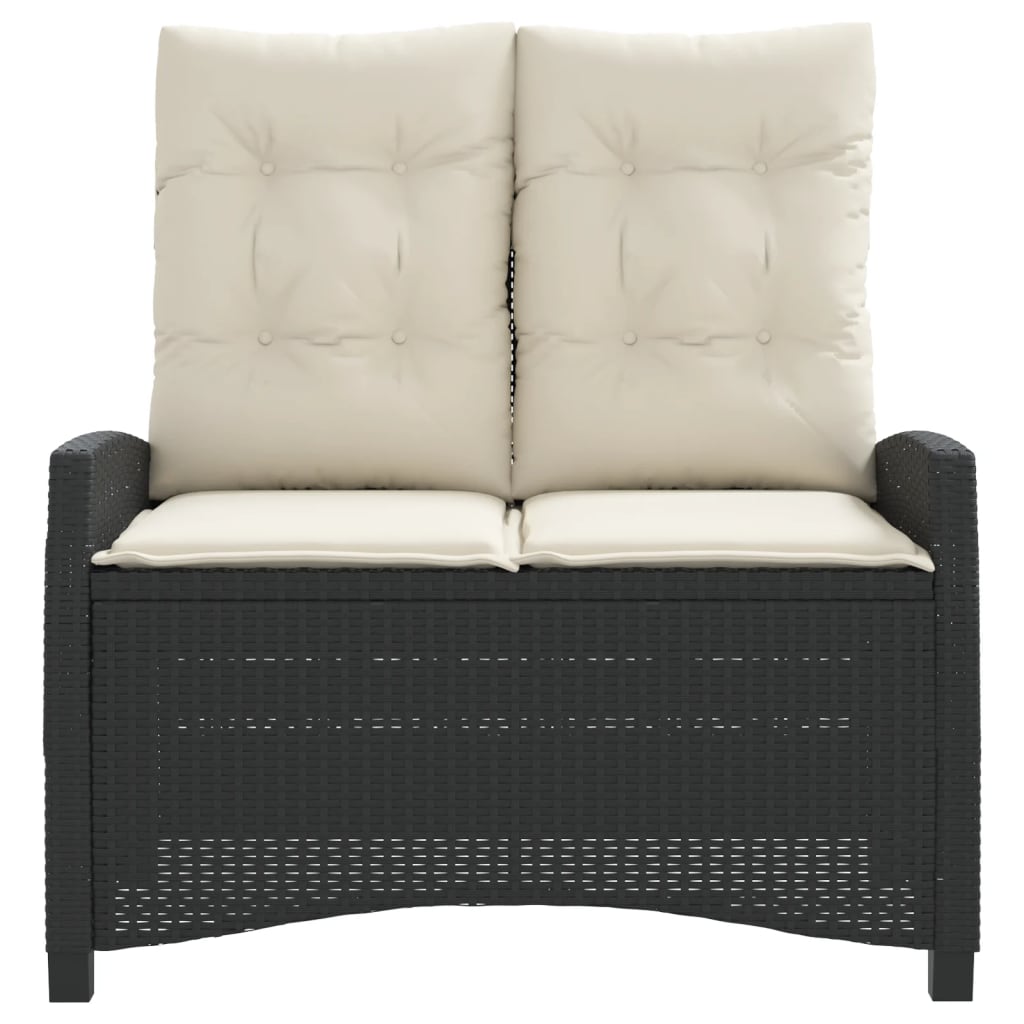 Tuinbankje verstelbaar met kussens poly rattan zwart is nu te koop bij PeponiXL, paradijselijk wonen!