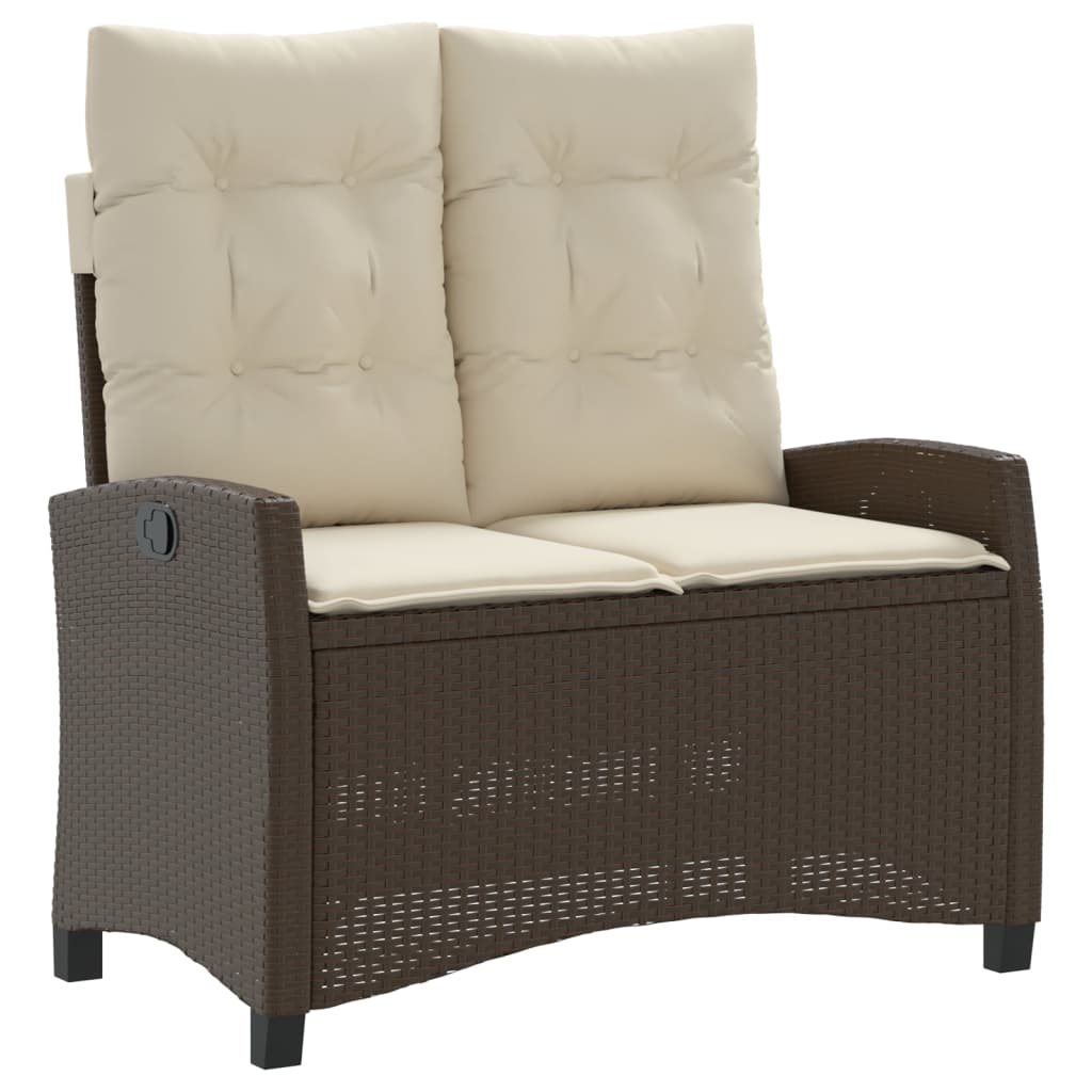 Tuinbankje verstelbaar met kussens poly rattan bruin is nu te koop bij PeponiXL, paradijselijk wonen!