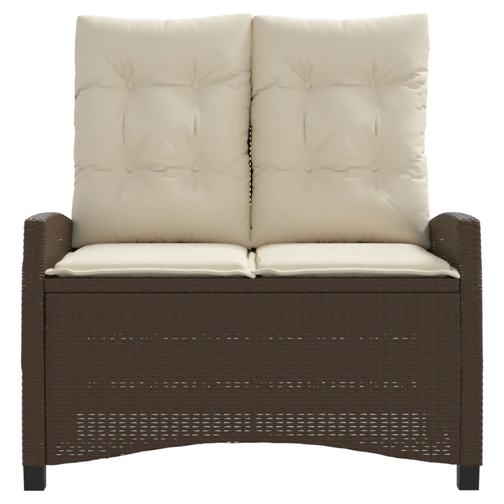 Tuinbankje verstelbaar met kussens poly rattan bruin is nu te koop bij PeponiXL, paradijselijk wonen!