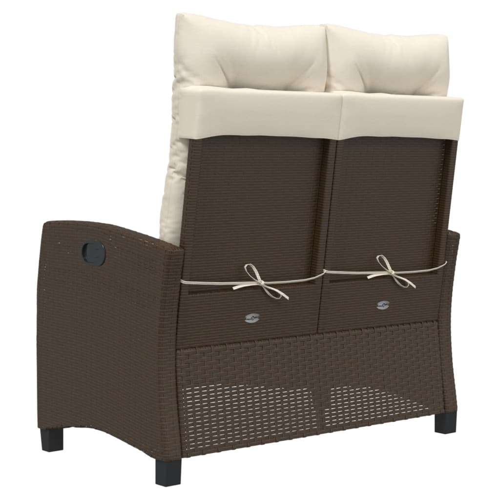 Tuinbankje verstelbaar met kussens poly rattan bruin is nu te koop bij PeponiXL, paradijselijk wonen!