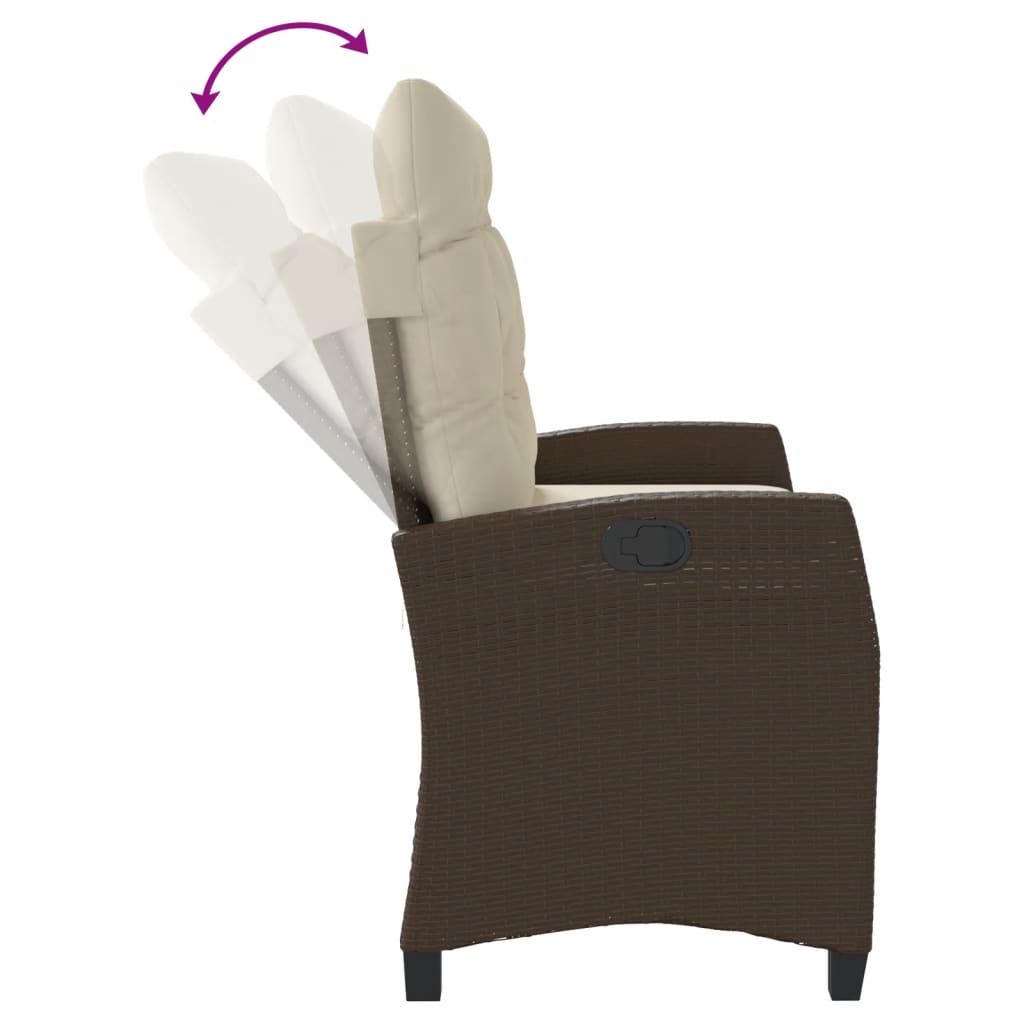 Tuinbankje verstelbaar met kussens poly rattan bruin is nu te koop bij PeponiXL, paradijselijk wonen!