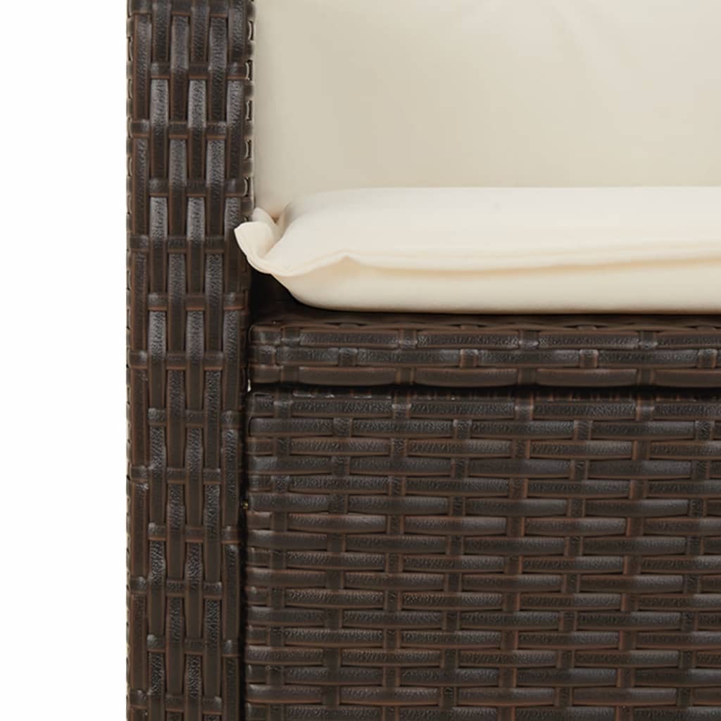 Tuinbankje verstelbaar met kussens poly rattan bruin is nu te koop bij PeponiXL, paradijselijk wonen!
