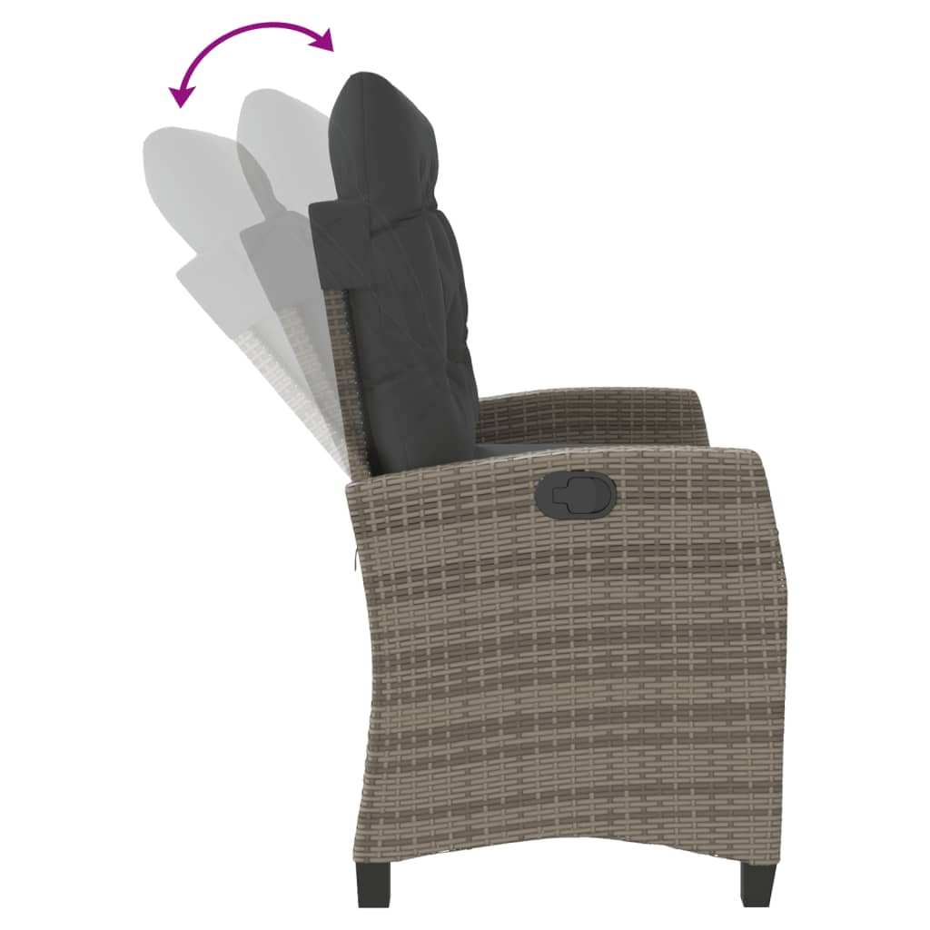 Tuinbankje verstelbaar met kussens poly rattan grijs is nu te koop bij PeponiXL, paradijselijk wonen!