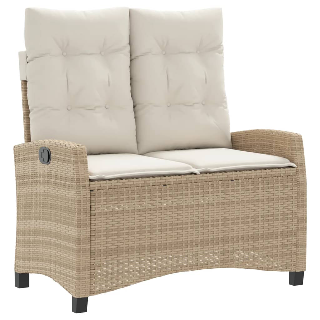 Tuinbankje verstelbaar met kussens poly rattan beige is nu te koop bij PeponiXL, paradijselijk wonen!