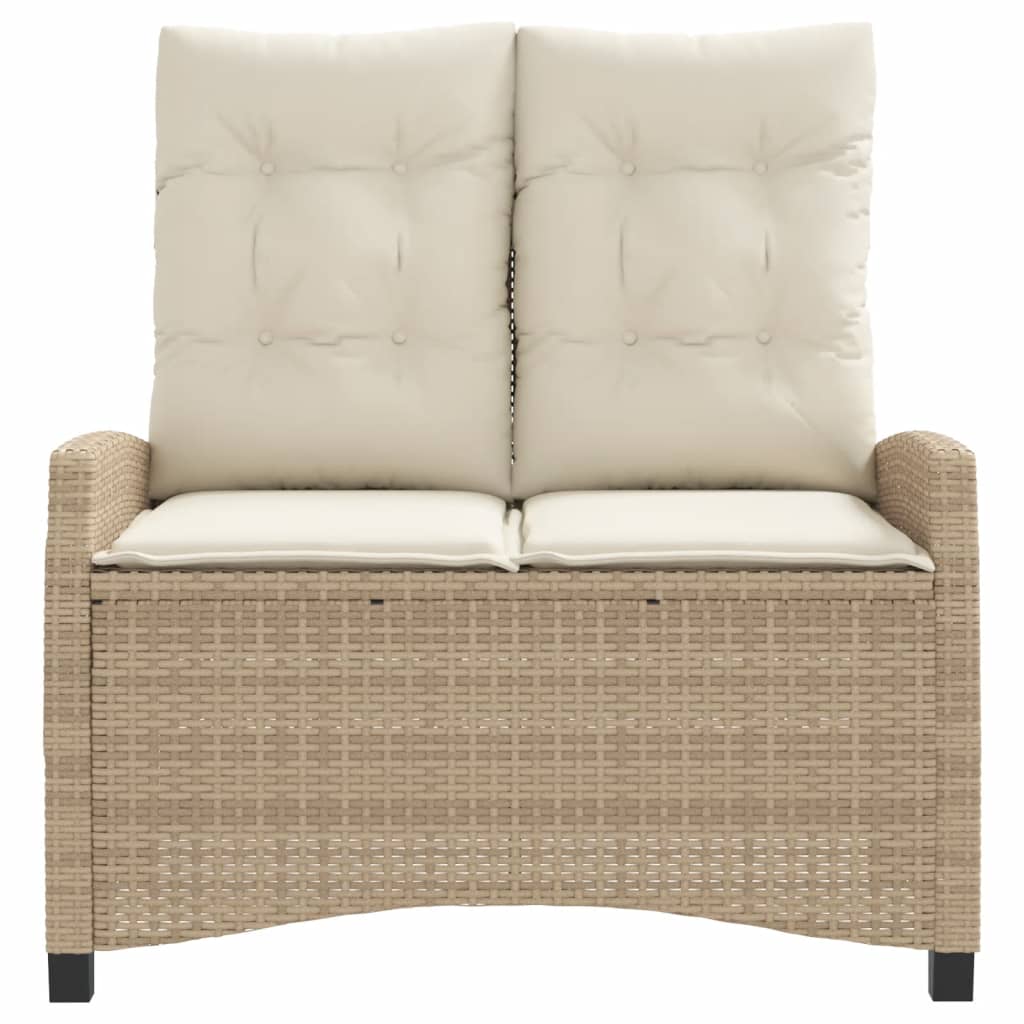Tuinbankje verstelbaar met kussens poly rattan beige is nu te koop bij PeponiXL, paradijselijk wonen!