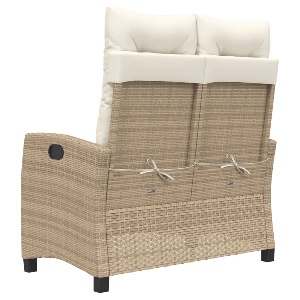 Tuinbankje verstelbaar met kussens poly rattan beige is nu te koop bij PeponiXL, paradijselijk wonen!