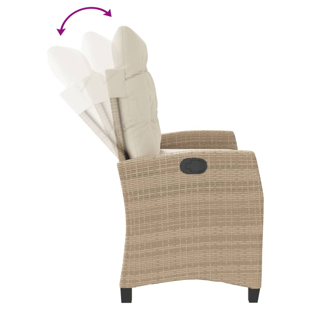 Tuinbankje verstelbaar met kussens poly rattan beige is nu te koop bij PeponiXL, paradijselijk wonen!