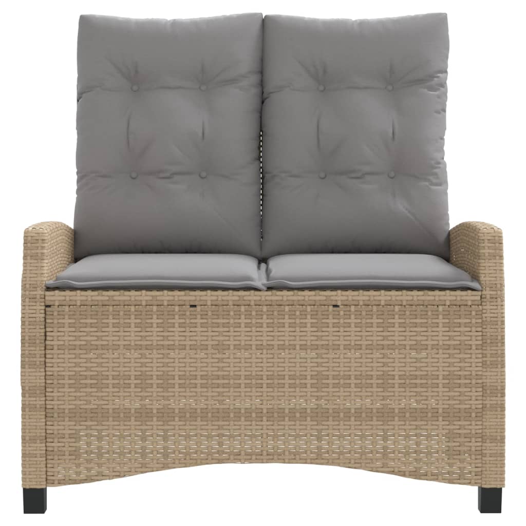 Tuinbankje verstelbaar met kussens poly rattan beige is nu te koop bij PeponiXL, paradijselijk wonen!