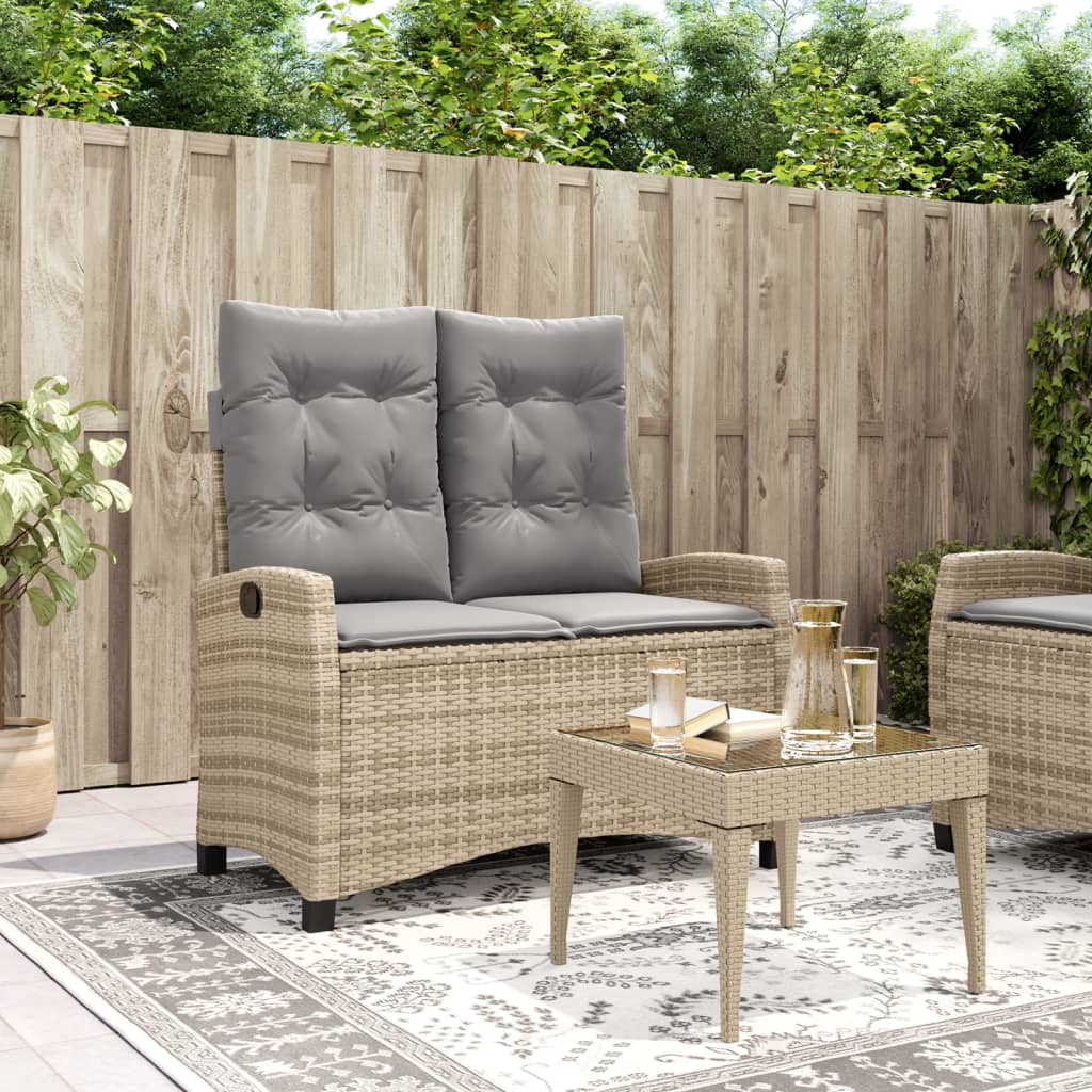Tuinbankje verstelbaar met kussens poly rattan beige is nu te koop bij PeponiXL, paradijselijk wonen!