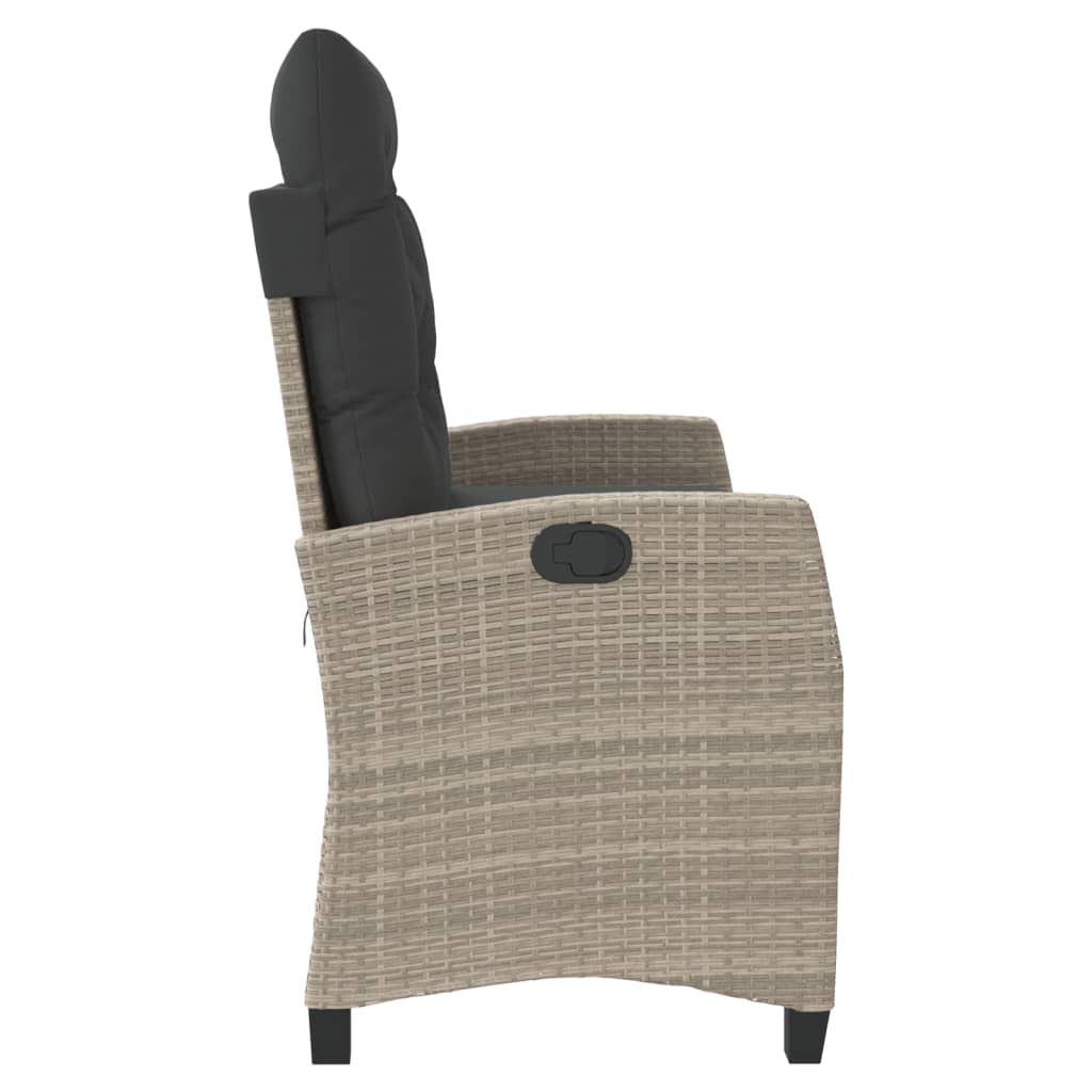 Tuinbankje verstelbaar met kussens poly rattan lichtgrijs is nu te koop bij PeponiXL, paradijselijk wonen!