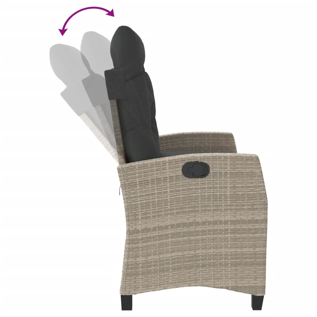 Tuinbankje verstelbaar met kussens poly rattan lichtgrijs is nu te koop bij PeponiXL, paradijselijk wonen!