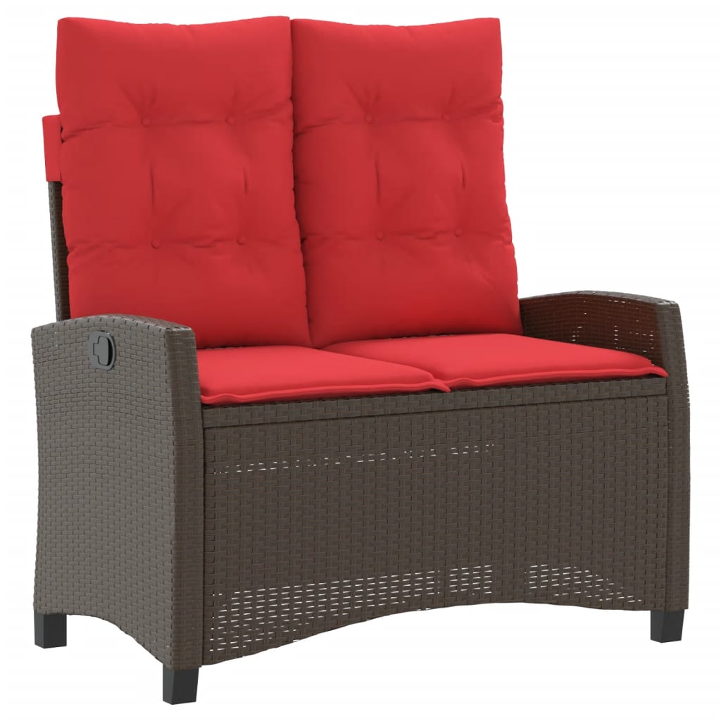 Tuinbankje verstelbaar met kussens poly rattan bruin is nu te koop bij PeponiXL, paradijselijk wonen!