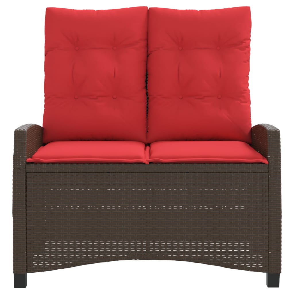 Tuinbankje verstelbaar met kussens poly rattan bruin is nu te koop bij PeponiXL, paradijselijk wonen!