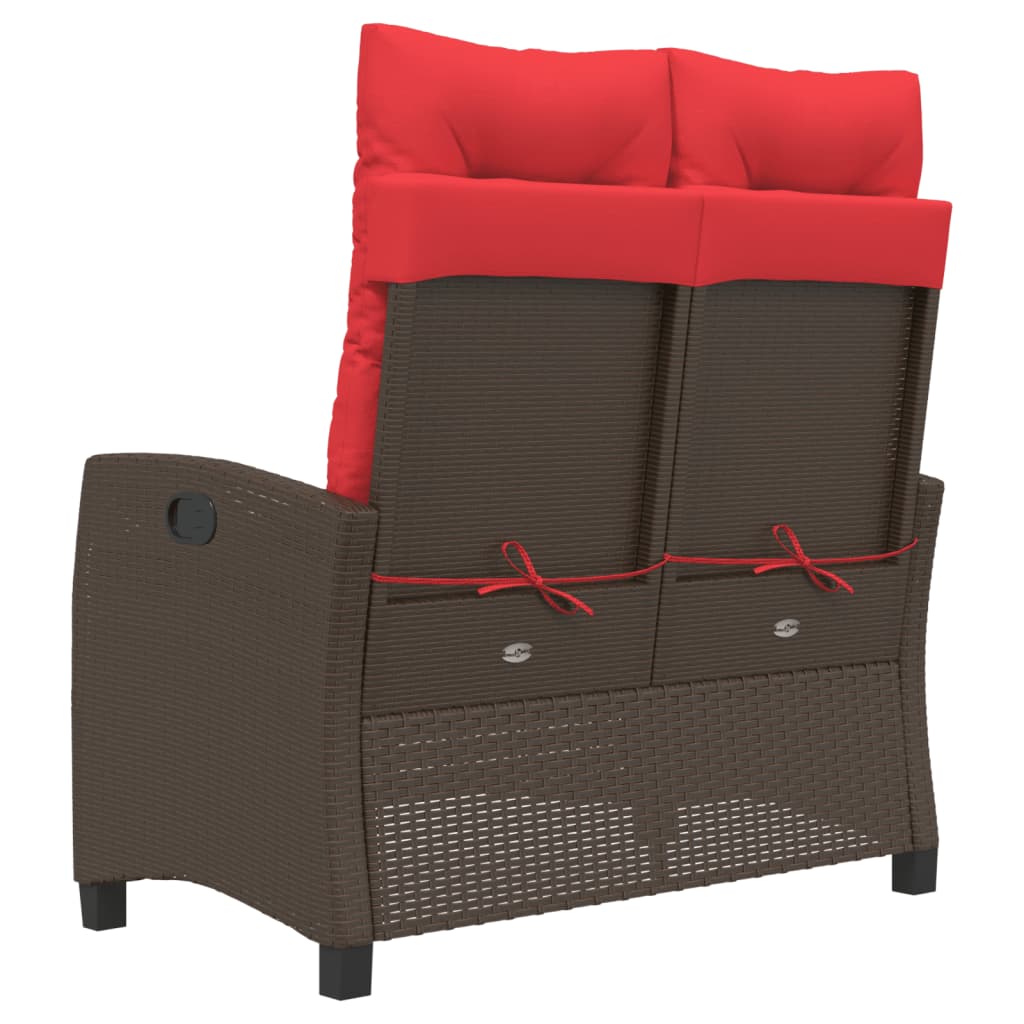 Tuinbankje verstelbaar met kussens poly rattan bruin is nu te koop bij PeponiXL, paradijselijk wonen!