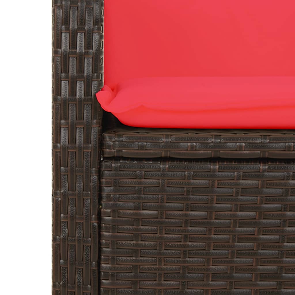 Tuinbankje verstelbaar met kussens poly rattan bruin is nu te koop bij PeponiXL, paradijselijk wonen!