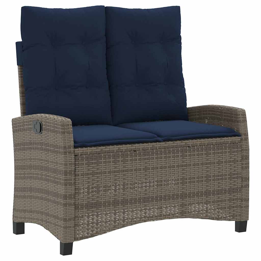 Tuinbankje verstelbaar met kussens poly rattan grijs is nu te koop bij PeponiXL, paradijselijk wonen!