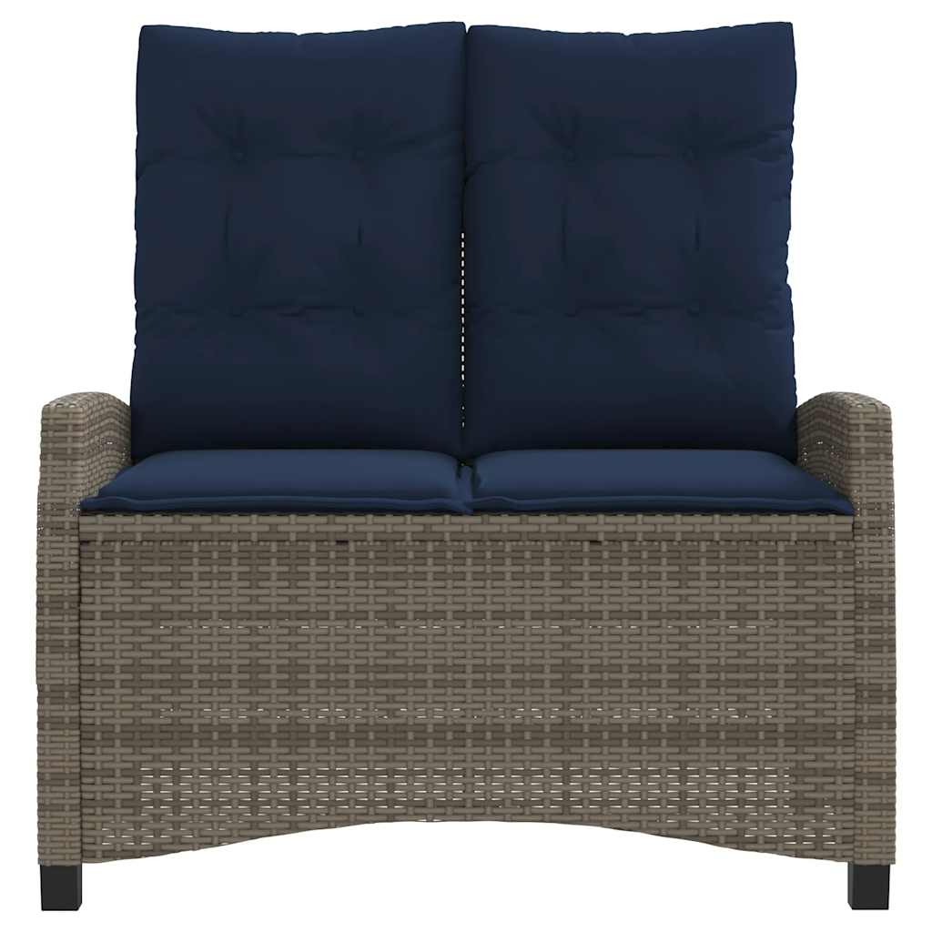 Tuinbankje verstelbaar met kussens poly rattan grijs is nu te koop bij PeponiXL, paradijselijk wonen!