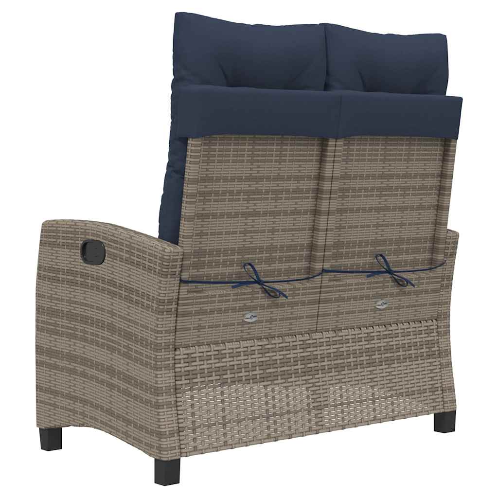 Tuinbankje verstelbaar met kussens poly rattan grijs is nu te koop bij PeponiXL, paradijselijk wonen!