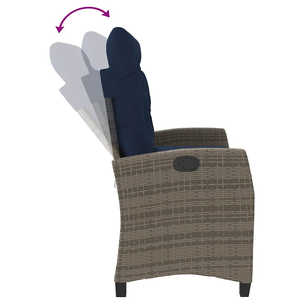 Tuinbankje verstelbaar met kussens poly rattan grijs is nu te koop bij PeponiXL, paradijselijk wonen!