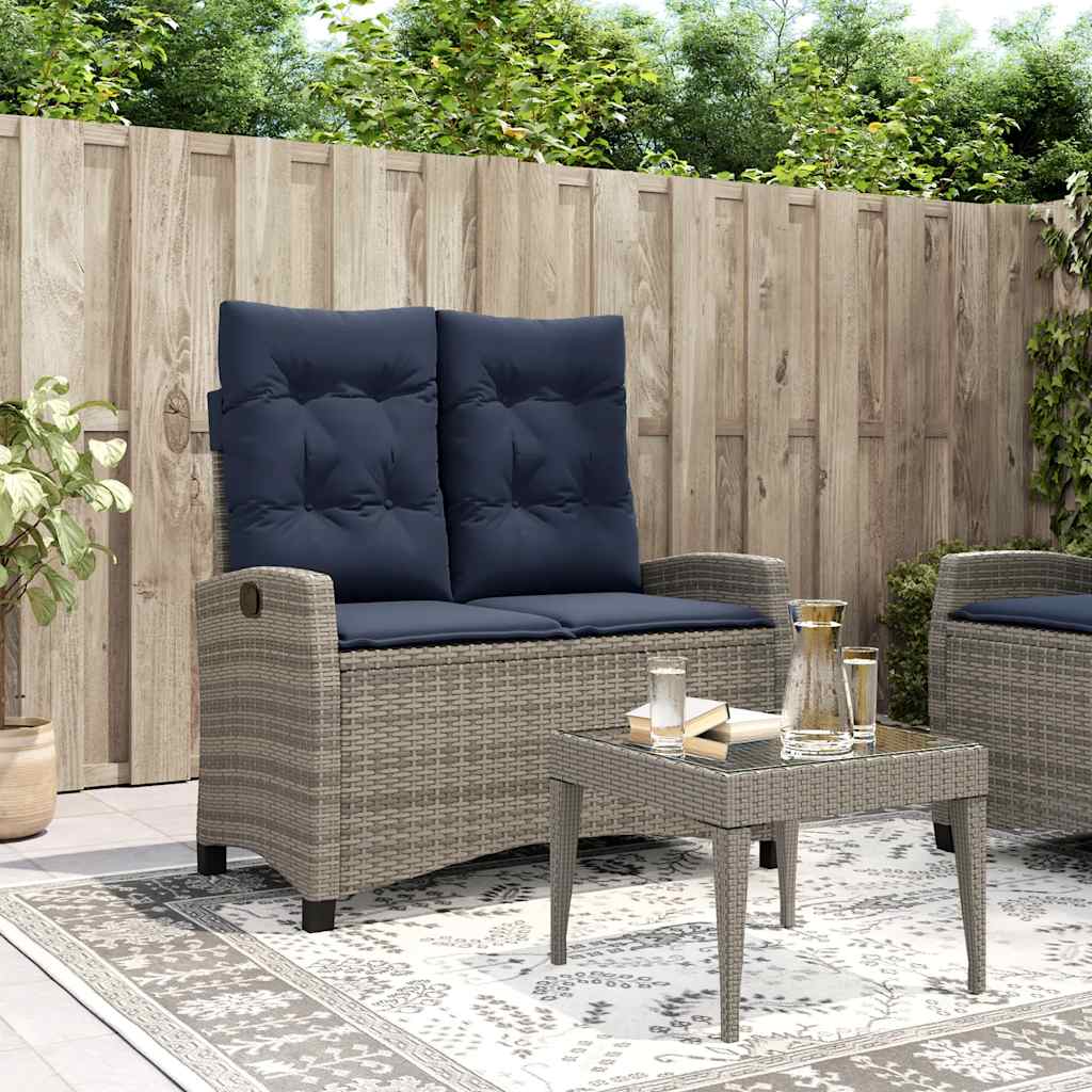Tuinbankje verstelbaar met kussens poly rattan grijs is nu te koop bij PeponiXL, paradijselijk wonen!