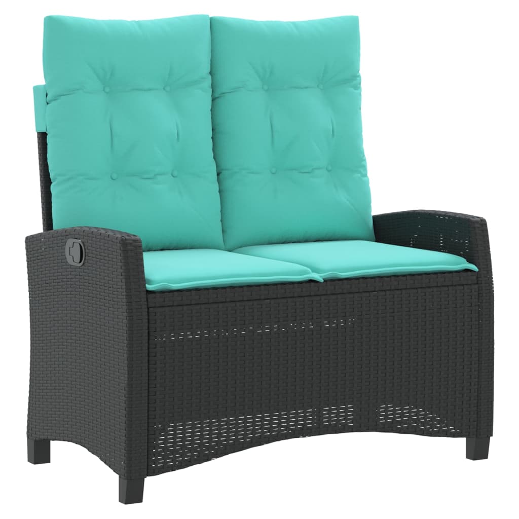 Tuinbankje verstelbaar met kussens poly rattan zwart is nu te koop bij PeponiXL, paradijselijk wonen!