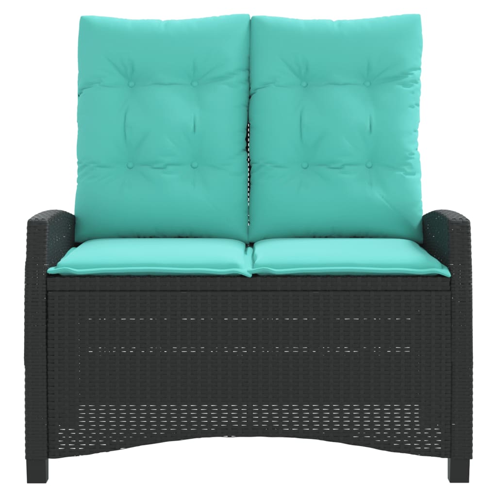 Tuinbankje verstelbaar met kussens poly rattan zwart is nu te koop bij PeponiXL, paradijselijk wonen!