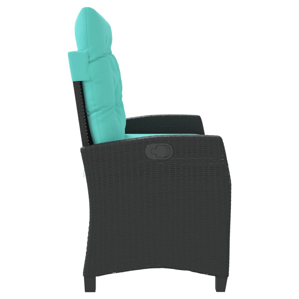 Tuinbankje verstelbaar met kussens poly rattan zwart is nu te koop bij PeponiXL, paradijselijk wonen!