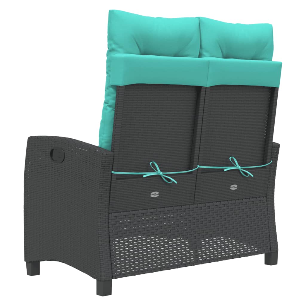 Tuinbankje verstelbaar met kussens poly rattan zwart is nu te koop bij PeponiXL, paradijselijk wonen!