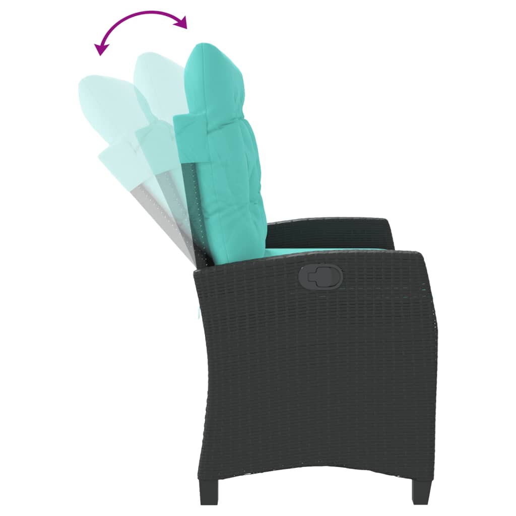 Tuinbankje verstelbaar met kussens poly rattan zwart is nu te koop bij PeponiXL, paradijselijk wonen!