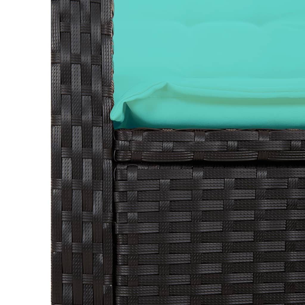Tuinbankje verstelbaar met kussens poly rattan zwart is nu te koop bij PeponiXL, paradijselijk wonen!