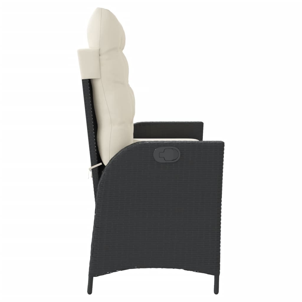 Tuinbankje verstelbaar met kussens poly rattan zwart is nu te koop bij PeponiXL, paradijselijk wonen!