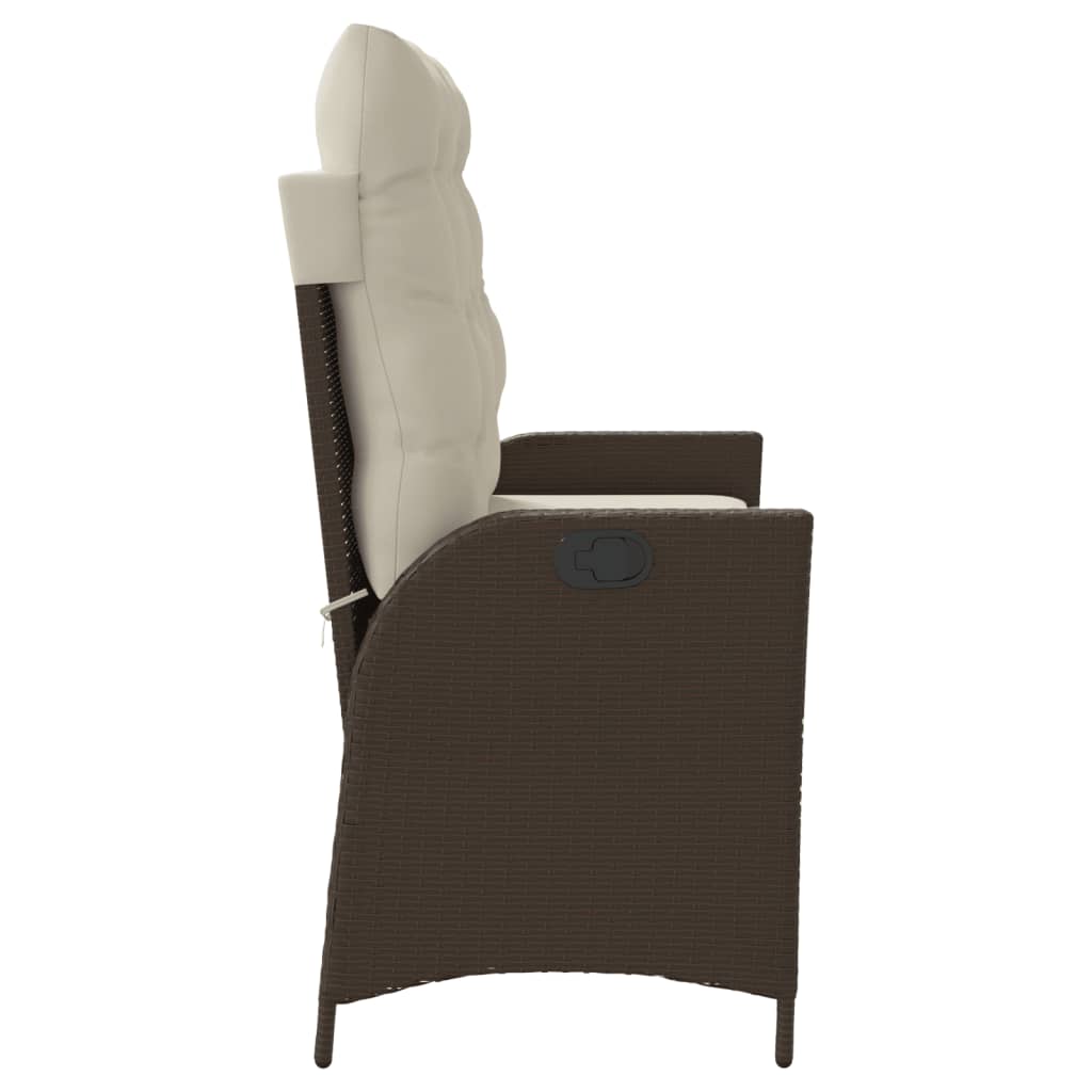 Tuinbankje verstelbaar met kussens poly rattan bruin is nu te koop bij PeponiXL, paradijselijk wonen!