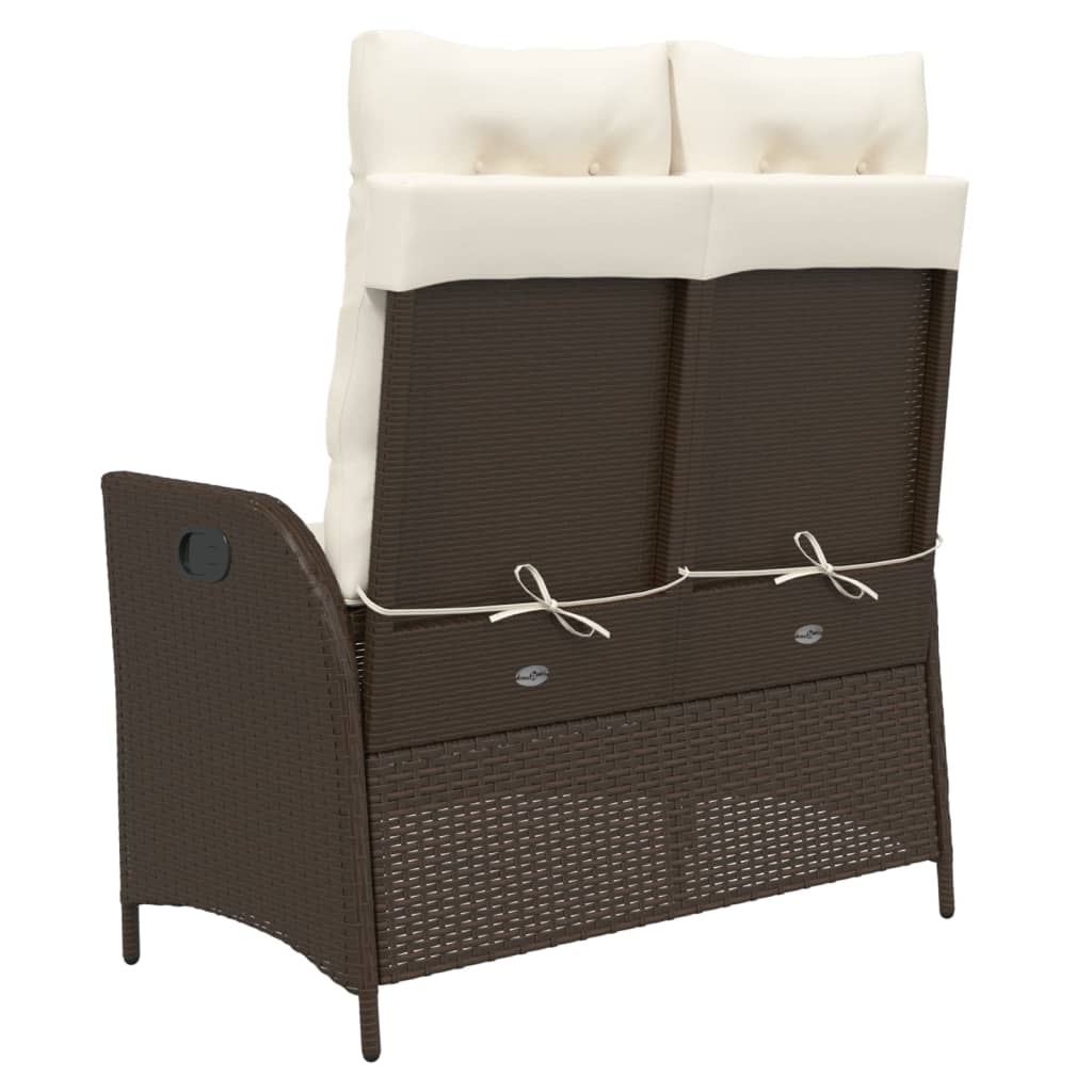 Tuinbankje verstelbaar met kussens poly rattan bruin is nu te koop bij PeponiXL, paradijselijk wonen!