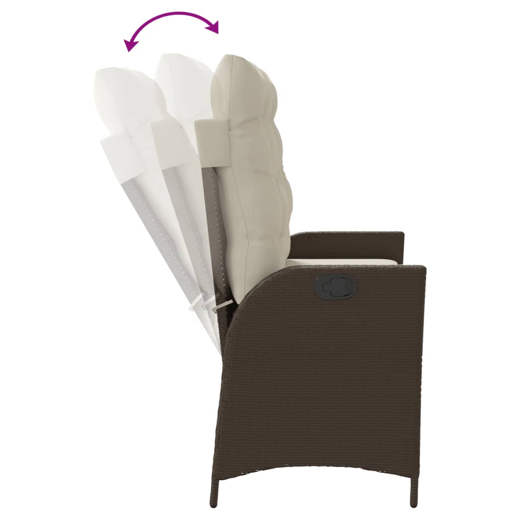 Tuinbankje verstelbaar met kussens poly rattan bruin is nu te koop bij PeponiXL, paradijselijk wonen!