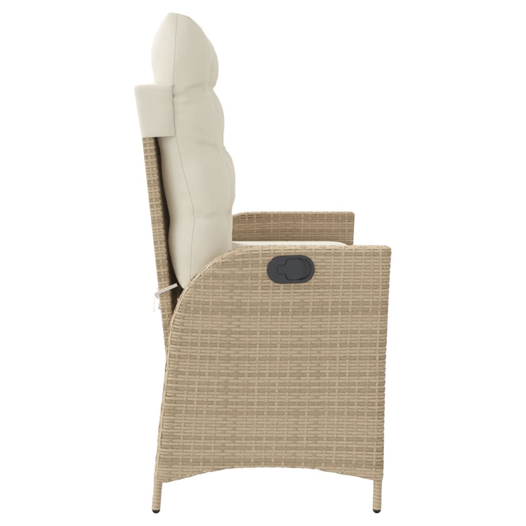 Tuinbankje verstelbaar met kussens poly rattan beige is nu te koop bij PeponiXL, paradijselijk wonen!