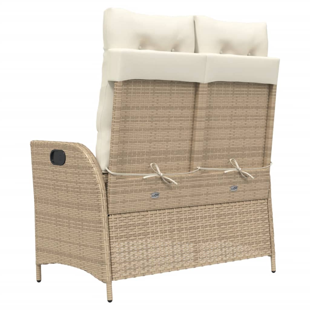 Tuinbankje verstelbaar met kussens poly rattan beige is nu te koop bij PeponiXL, paradijselijk wonen!