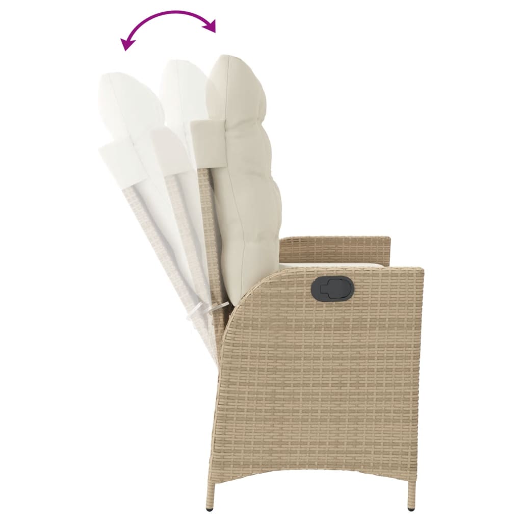 Tuinbankje verstelbaar met kussens poly rattan beige is nu te koop bij PeponiXL, paradijselijk wonen!