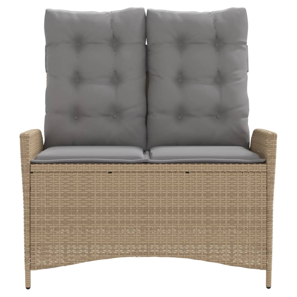 Tuinbankje verstelbaar met kussens poly rattan beige is nu te koop bij PeponiXL, paradijselijk wonen!