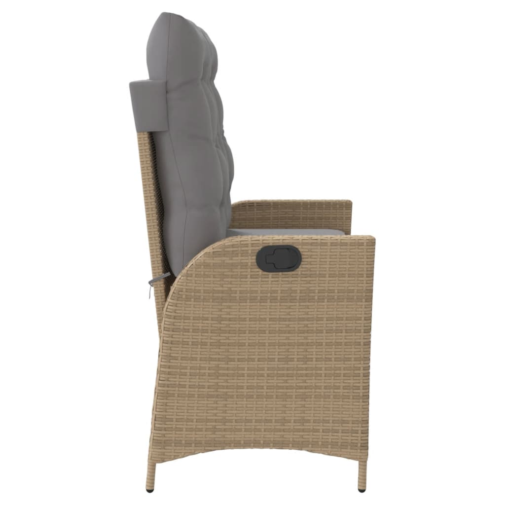 Tuinbankje verstelbaar met kussens poly rattan beige is nu te koop bij PeponiXL, paradijselijk wonen!