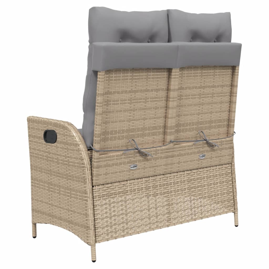 Tuinbankje verstelbaar met kussens poly rattan beige is nu te koop bij PeponiXL, paradijselijk wonen!