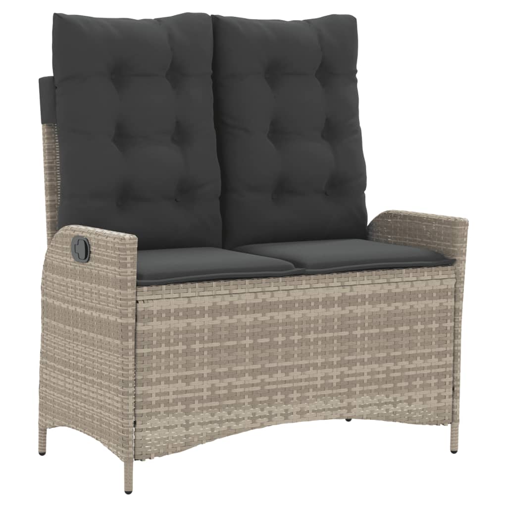 Tuinbankje verstelbaar met kussens poly rattan lichtgrijs is nu te koop bij PeponiXL, paradijselijk wonen!
