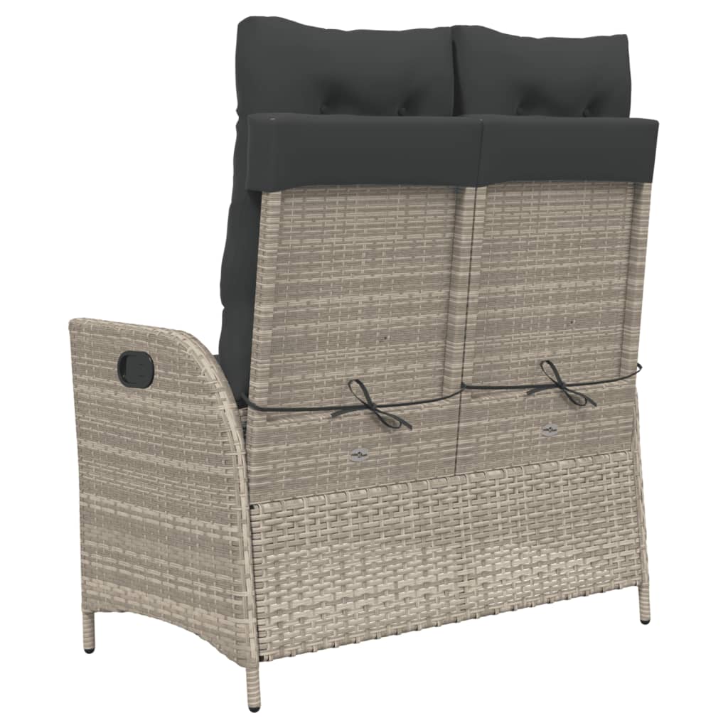 Tuinbankje verstelbaar met kussens poly rattan lichtgrijs is nu te koop bij PeponiXL, paradijselijk wonen!