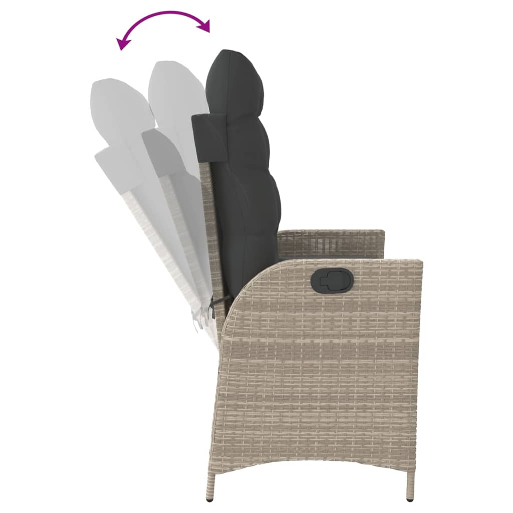 Tuinbankje verstelbaar met kussens poly rattan lichtgrijs is nu te koop bij PeponiXL, paradijselijk wonen!