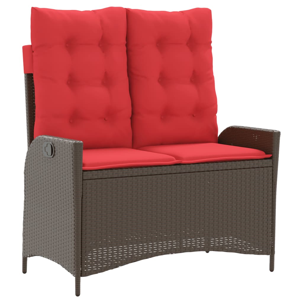 Tuinbankje verstelbaar met kussens poly rattan bruin is nu te koop bij PeponiXL, paradijselijk wonen!